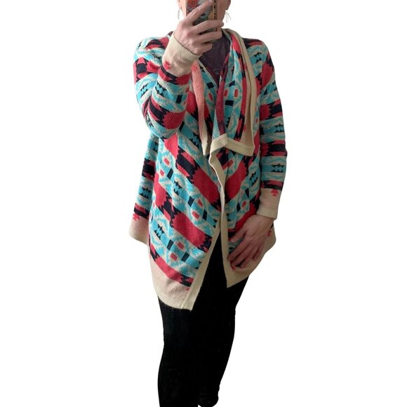b sharp Aztec Inspired Asymmetrical Open Cardigan Size small - Picture 3 of 3